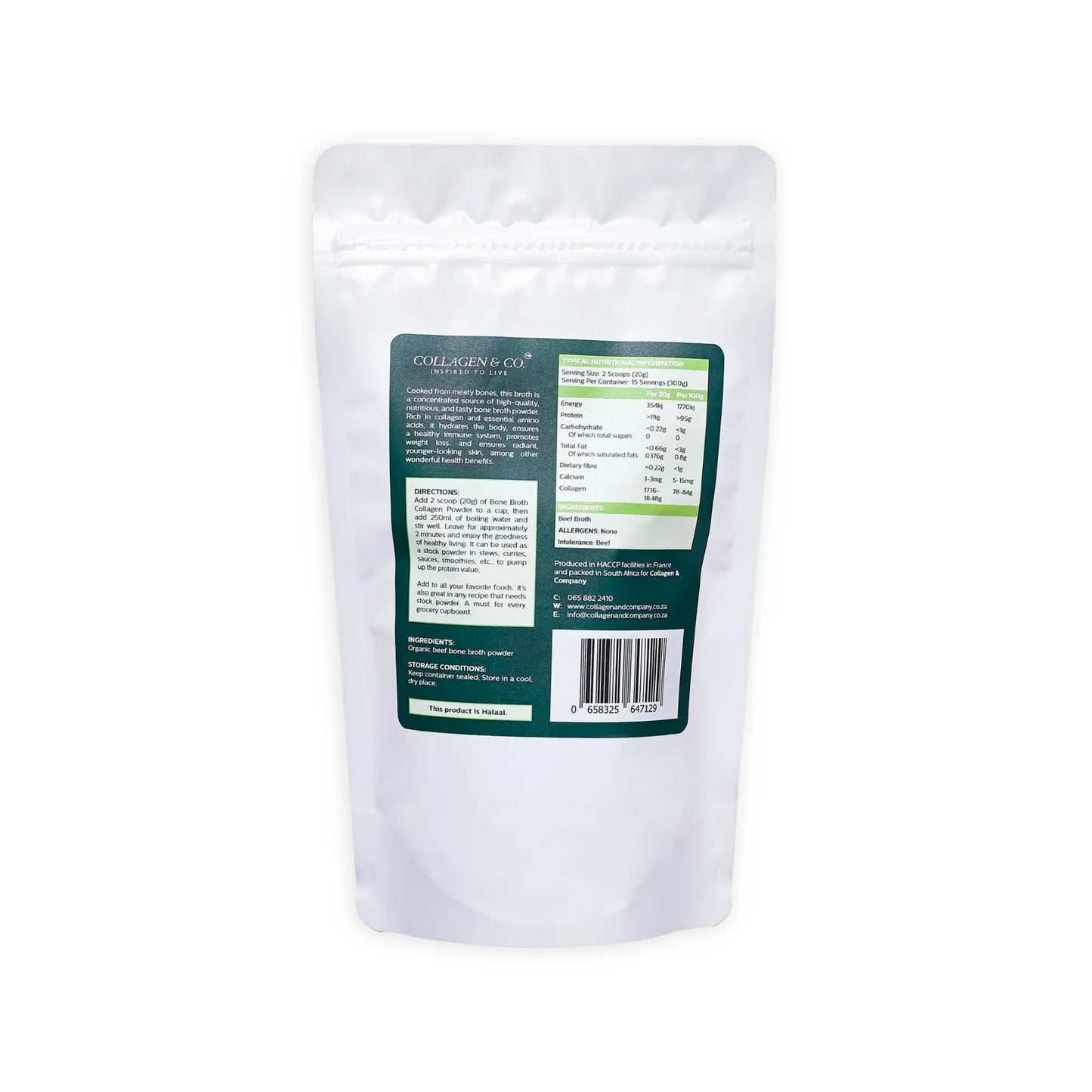 300g White Pouch Beef Bone Broth Collagen4Africa