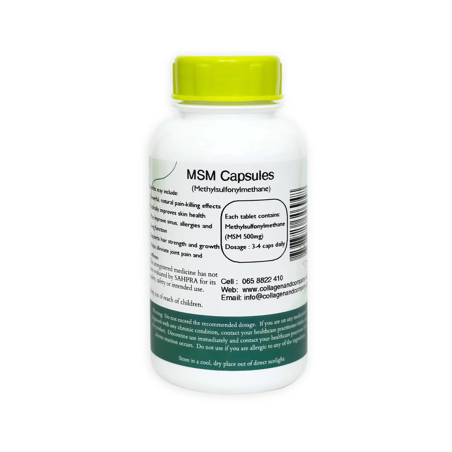 MSM Capsules - 30 capsules at 500mg each Collagen4Africa