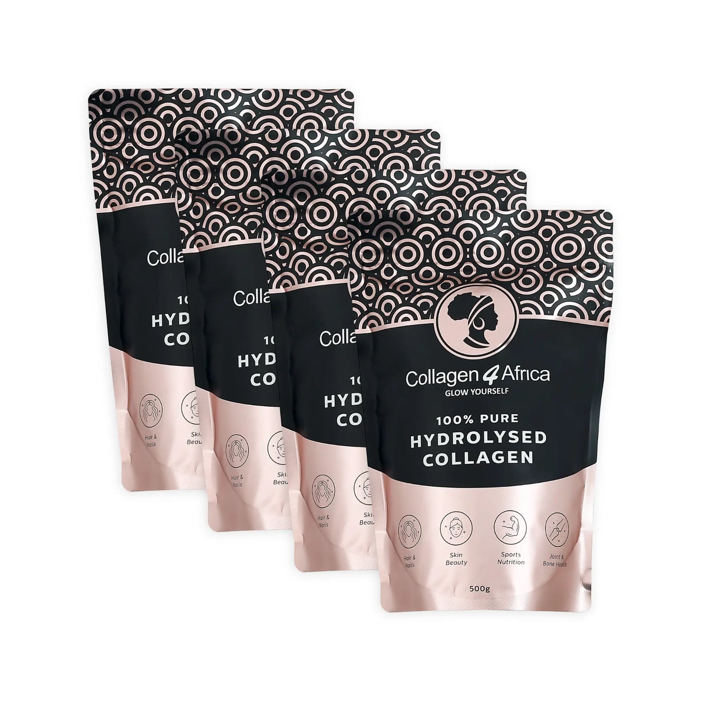 Hydrolysed Bovine Collagen Powder pouches 2kg (Bulk pack 4x500g) Collagen4Africa