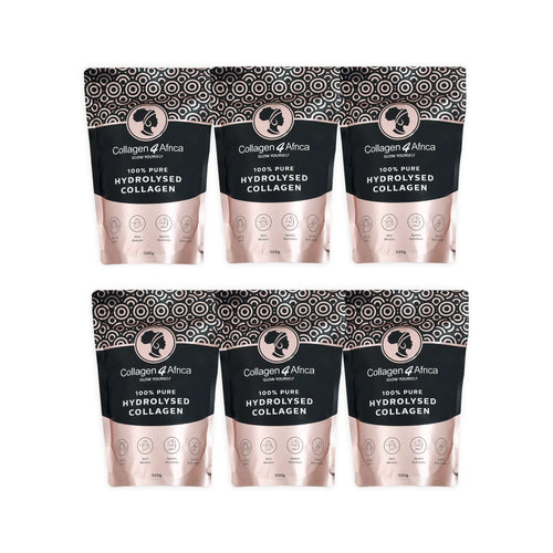 3Kg Pure Hydrolysed Bovine Collagen Powder (6x500g) Collagen4Africa