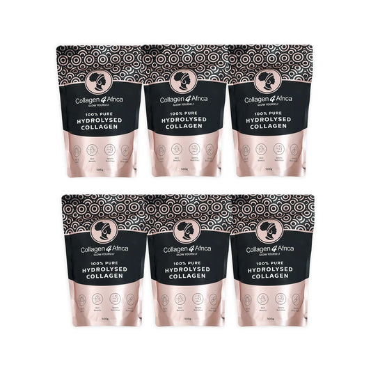 3Kg Pure Hydrolysed Bovine Collagen Powder (6x500g) Collagen4Africa