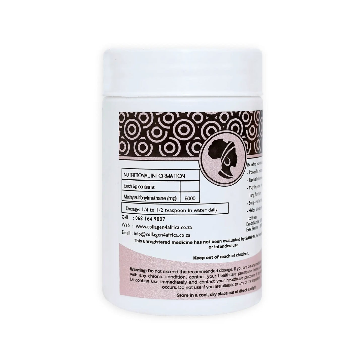 MSM Powder 100g Starter Tub Collagen4Africa