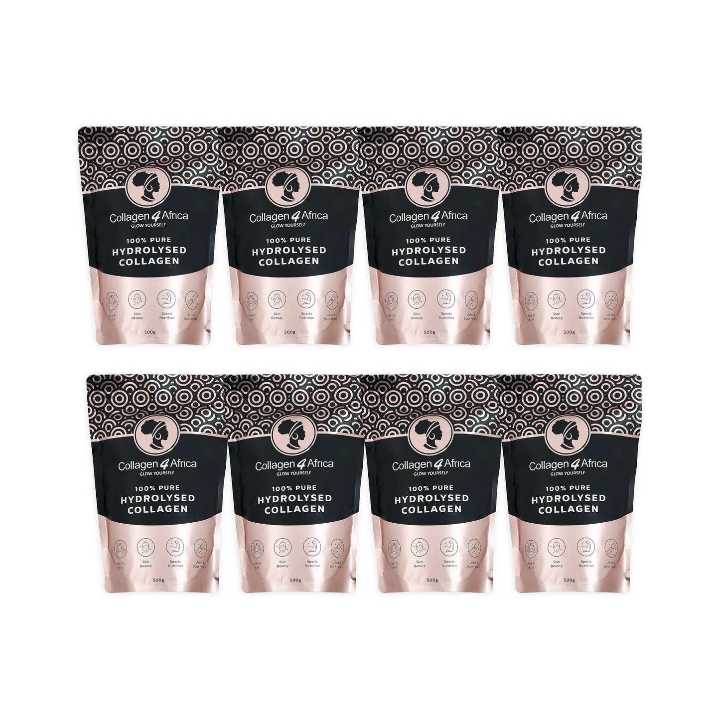 4Kg Pure Hydrolysed Bovine Collagen Powder (8x500g) Collagen4Africa