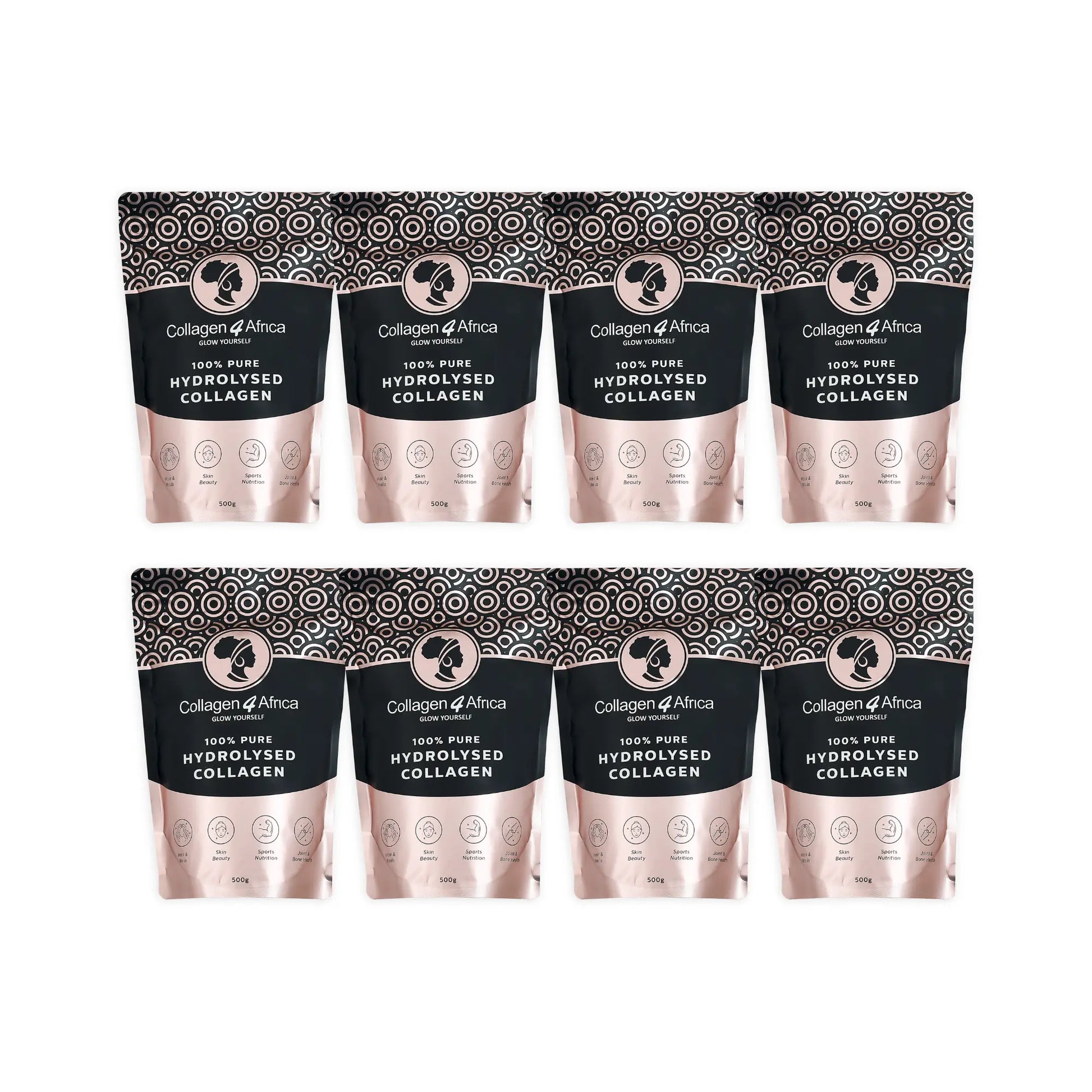 4Kg Pure Hydrolysed Bovine Collagen Powder (8x500g) Collagen4Africa